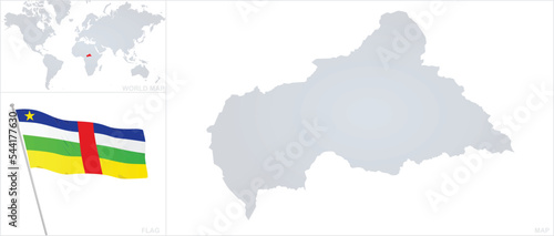Central African Republic map and flag. vector 