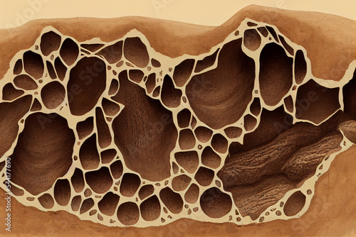 Ants colony. Cross-section illustration of tunnel system inside nest of ants.