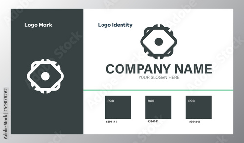 abstract geometric company logo with color guide
