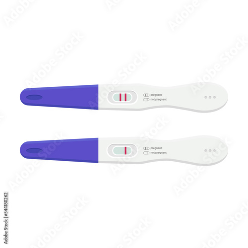 Pregnancy test on a white background. Two tests, you're pregnant and not pregnant. Waiting for a child. medical test. Two stripes. 