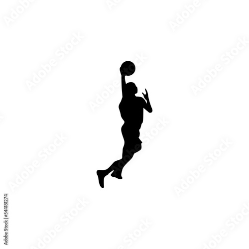 Vector illustration of a basketball player for an icon, symbol or logo. basketball player silhouette © Agus