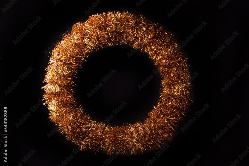 Clean Christmas wreath, Christmas wreath without any ornaments on black background, selective focus. Clean Christmas wreath, Christmas wreath without any ornaments on black background, selective focus.