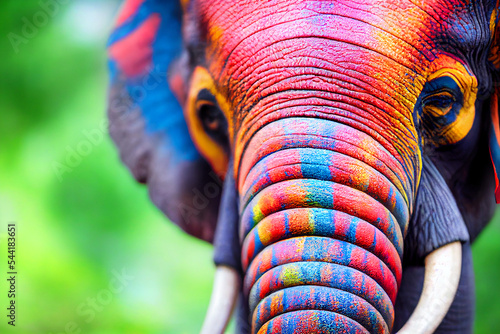 Photography Indian colorful painted elephant