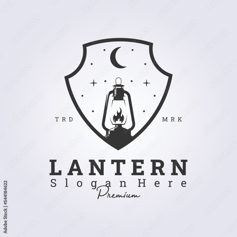 night lantern camp vector logo illustration design