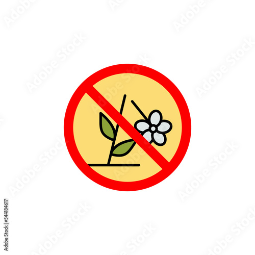 Forbidden plucking flower icon can be used for web, logo, mobile app, UI, UX