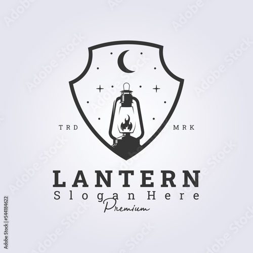 night lantern camp vector logo illustration design
