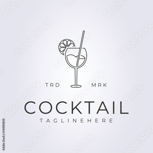 cup of cocktail line art logo vector illustration design