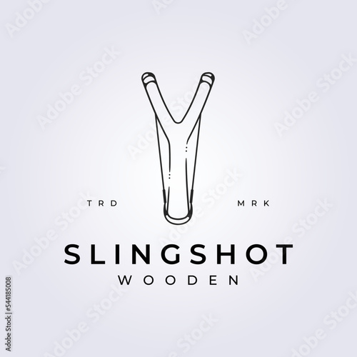 line slingshot monoline logo vector illustration design, simple minimalist template