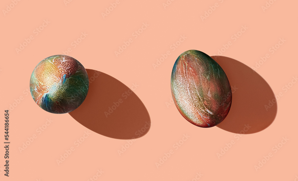 Pattern of easter eggs on orange pastel background Pattern of easter eggs on orange pastel background