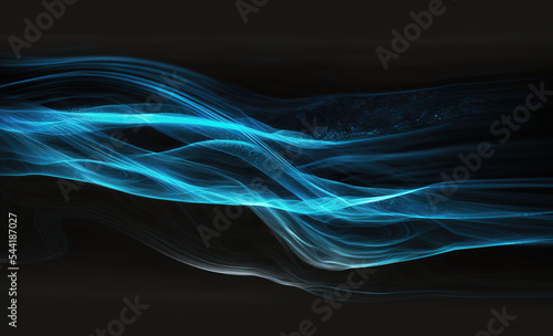 Cold blue air currents on a dark background 3d illustration