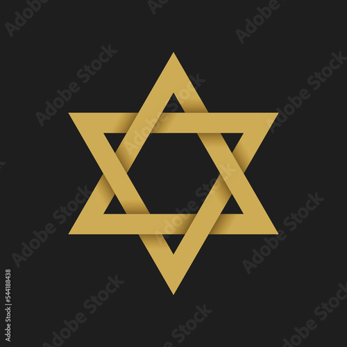 Realistic interlaced Jewish Magen David paper shadow style vector illustration