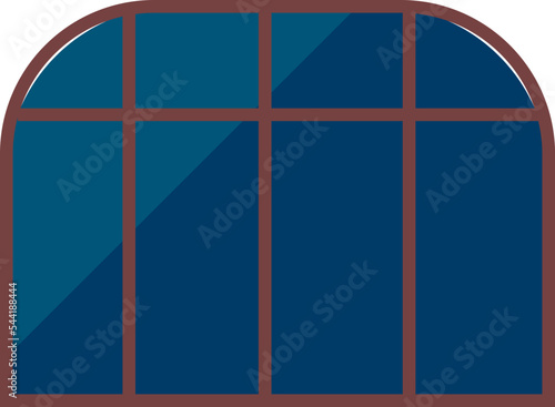 Wide arch window flat illustration