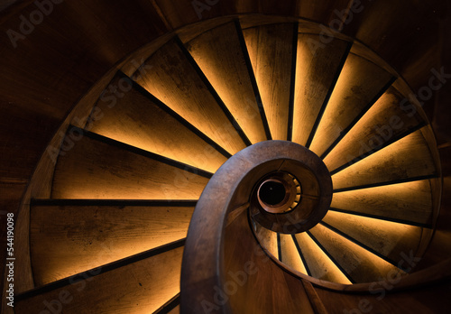 wooden spiral staircase  
