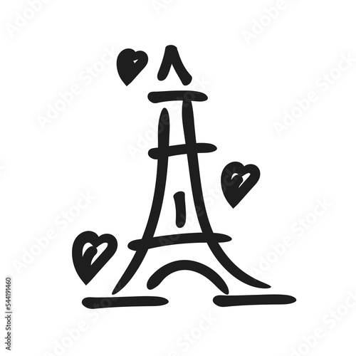 Eiffel Tower Paris france Black Silhouette logo design Vector