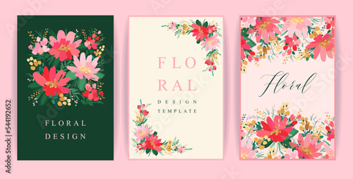 Set of vector floral design. Template for card  poster  flyer  cover  home decor and other.