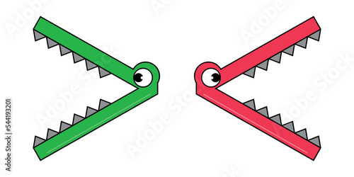 Greater than and less than symbols in math. Vector illustration isolated on white background.