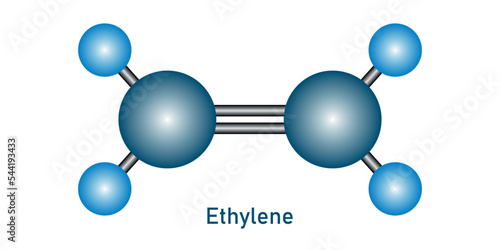 3d chemical structure of ethylene formula molecule. Scientific vector illustration isolated on white background.