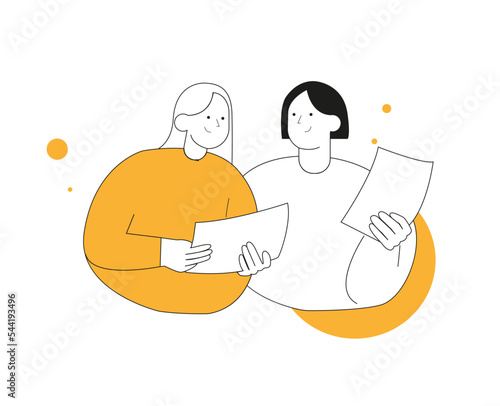 illustration two women analyzing company data