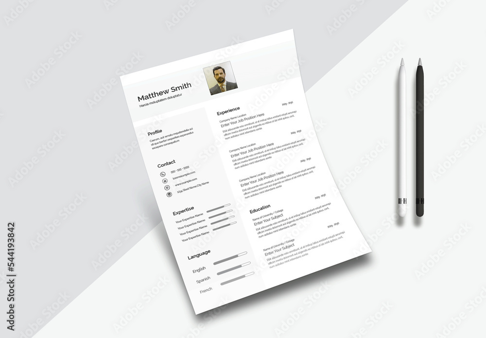 Simple Resume Template Stock Template | Adobe Stock
