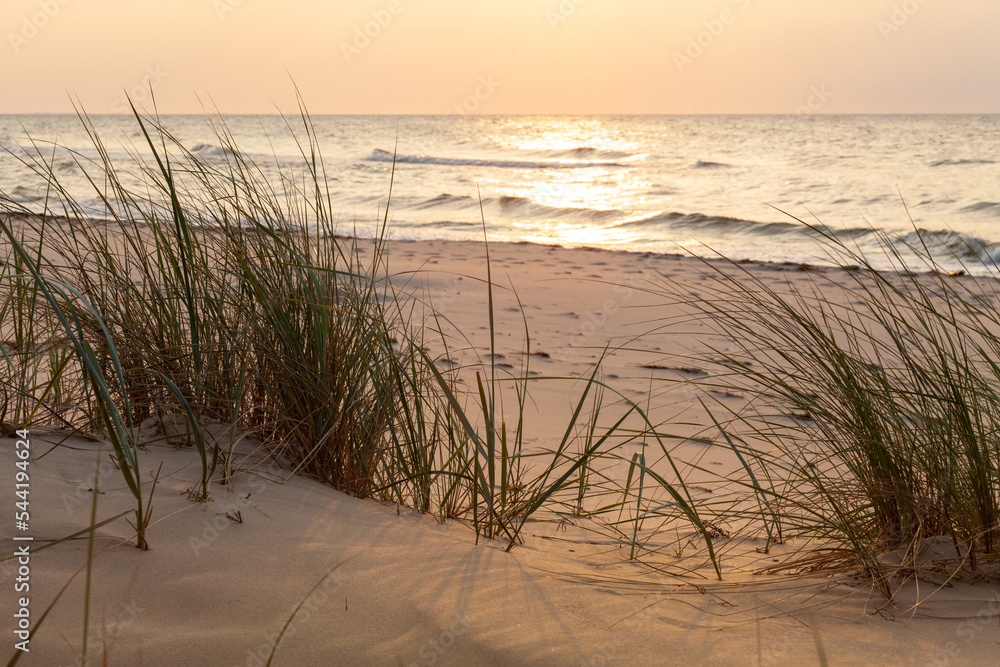 Sunset on the beach at the Baltic Sea