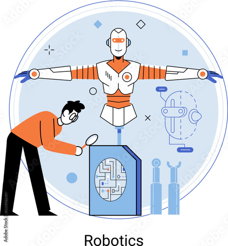 Robotics scientific and technical base for design, production and application of robots. Programmable controlled mechanical device capable of performing task and interacting with external environment