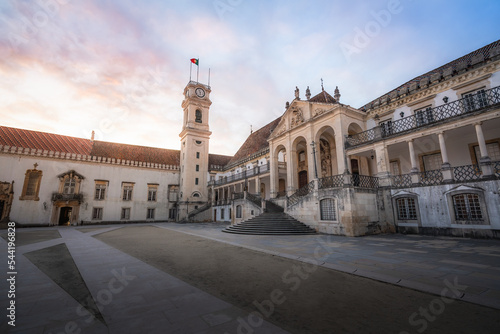 University of Coimbra courtyard (Paco das Escolas) at sunset, former Royal Palace - Coimbra, Portugal