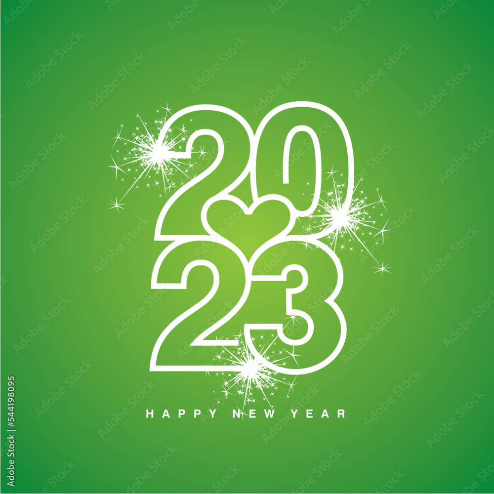 Love 2023 Happy New Year 2023 beautiful white modern line design
