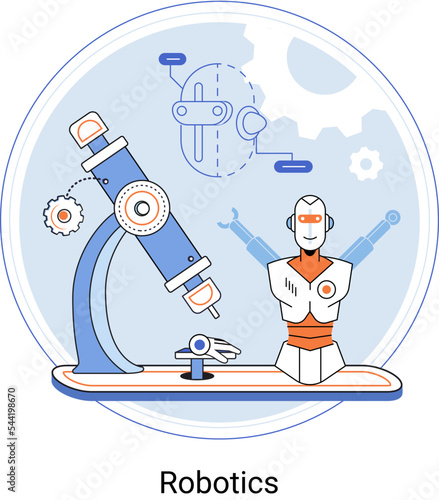 Robotics scientific and technical base for design, production and application of robots. Programmable controlled mechanical device capable of performing task and interacting with external environment