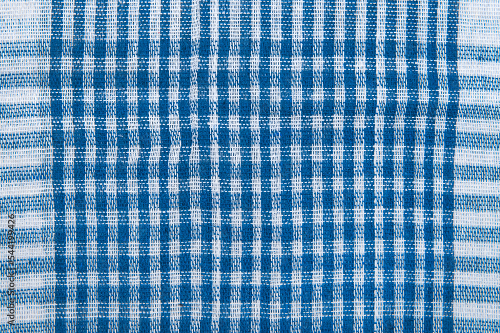 Plaid Abstract Pattern Fabric Picnic Tablecloth Vintage Gingham Background Checkered Texture Blue