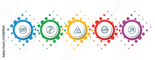 editable thin line icons with infographic template. infographic for traffic signs concept. included no video, no doubt, falling rocks, degree curve road, no plug icons.