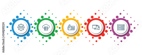 editable thin line icons with infographic template. infographic for technology concept. included email marketing, web servers, firewalls, responsive web de, semantic elements icons.