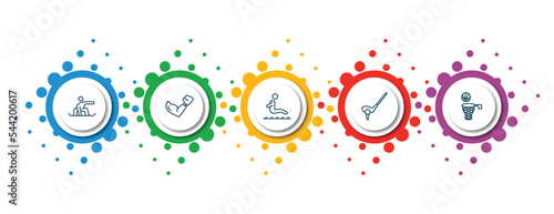 editable thin line icons with infographic template. infographic for sport concept. included snowboarding, boxing, long jump, golf, basketball icons.