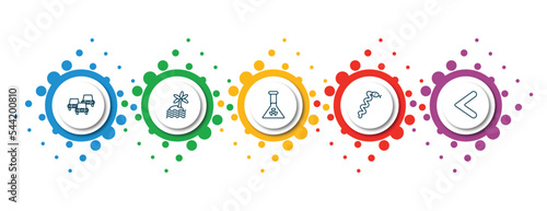 editable thin line icons with infographic template. infographic for signs concept. included traffic, beach, radioactive elements, snake, is less than icons.