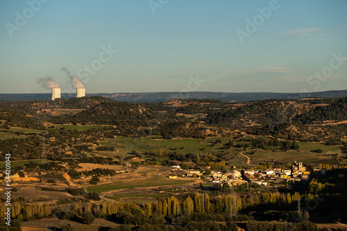 Water steam is seen emerging from the cooling towers of the Trillo Nuclear Power Plant, near the small village of Gualda. photo