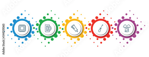 editable thin line icons with infographic template. infographic for sew concept. included patch, buttonhole, glue stick, awl, garment icons.