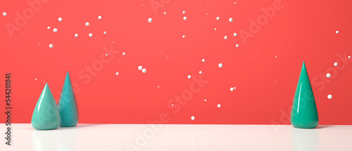 Obraz na plátně Christmas trees with snowy day - 3D render
