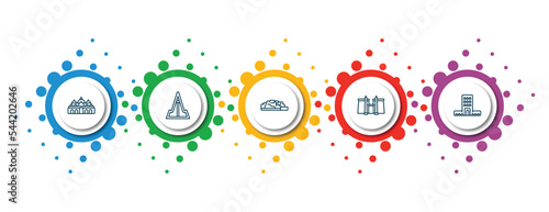 editable thin line icons with infographic template. infographic for monuments concept. included st mark basilica, pyongyang, potala palace, luxor temple, monumental building icons.