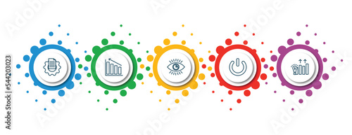 editable thin line icons with infographic template. infographic for marketing concept. included content management, diagrams, business eye, off, demand icons.