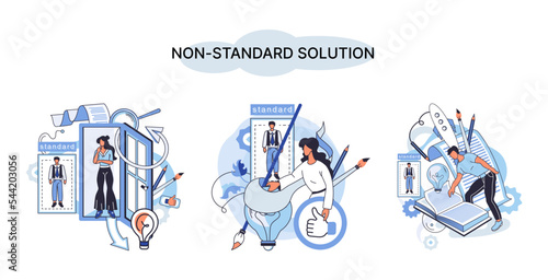 Non standart solution solving problem metaphor, answer to question or creativity idea innovation help business success. Alternative decision or business strategy plan, fallback option business choice