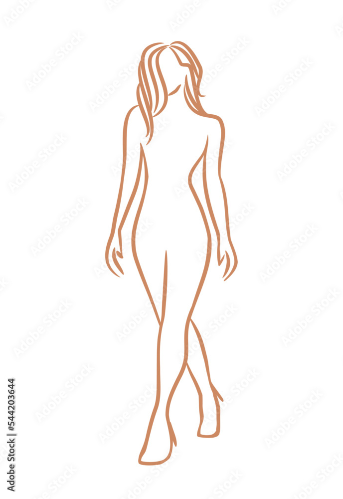 Brown female abstract silhouette drawing.Stylized fashion girl stencil vector illustration.Body feminine curves of beautiful lady.Pretty woman.Logo for clothing,beauty salons,healthcare.Spa.DIY. Brown female abstract silhouette drawing.Stylized fashion girl stencil vector illustration.Body feminine curves of beautiful lady.Pretty woman.Logo for clothing,beauty salons,healthcare.Spa.DIY.