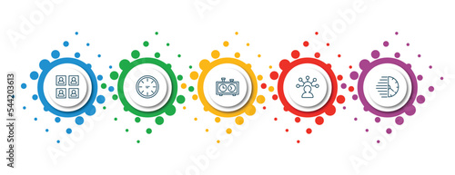 editable thin line icons with infographic template. infographic for human resources concept. included candidates, 12 hours, chess clock, skills, urgent icons.