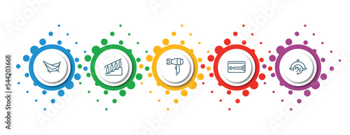 editable thin line icons with infographic template. infographic for hotel and restaurant concept. included hammock, stairway, hairdryer, key card, 24 service icons.