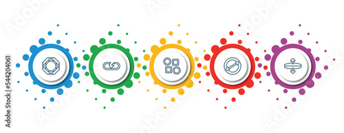 editable thin line icons with infographic template. infographic for geometry concept. included octagon, break, array, diameter, stretch icons.