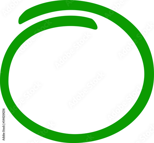 Green circle, pen draw. Highlight hand drawing circle isolated on background. Handwritten green circle. For marking text, numbers, marker pen, pencil, logo and text check, vector illustration