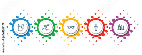 editable thin line icons with infographic template. infographic for future technology concept. included kettle, telekinesis, ar glasses, eolic energy, cityscape icons.