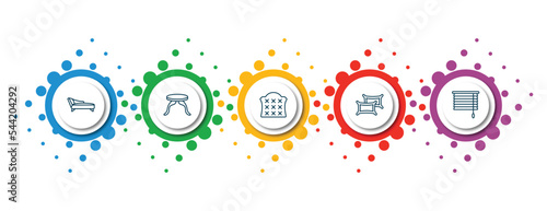 editable thin line icons with infographic template. infographic for furniture & household concept. included fainting couch, side table, headboard, pillows, window coverings icons.