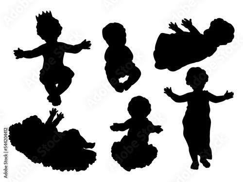 Baby Jesus Clipart Bundle, silhouette, Jesus Christmas Illustration, Holiday, Black and White, Jesus King, Nativity Artwork, Hand drawn, vintage