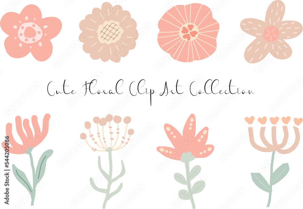 a set of cute flower pattern clip art