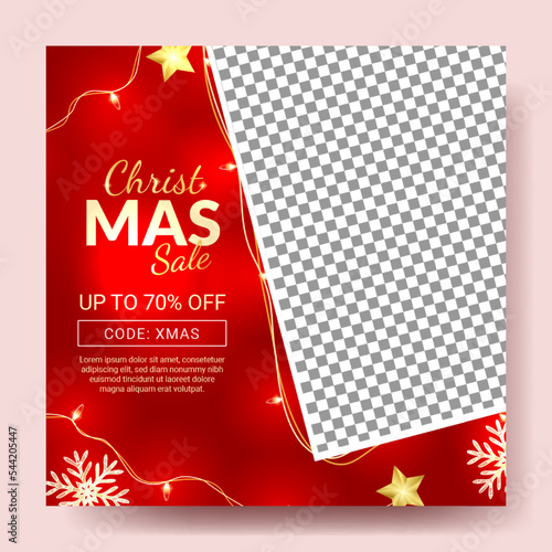 christmas social media design red decoration and transparent background