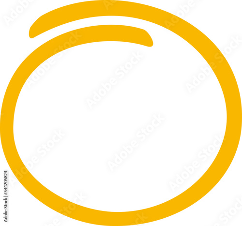 Orange circle, pen draw. Highlight hand drawing circle isolated on background. Handwritten orange circle. For marking text, numbers, marker pen, pencil, logo and text check, vector illustration